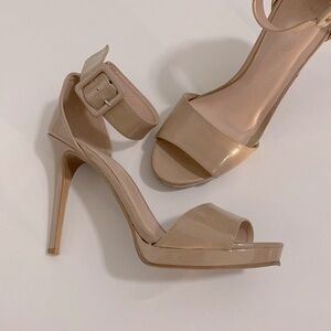 Chinese Laundry Women’s Nude Heeled 4’ Sandal Strappy Size 9.5 pageant heels